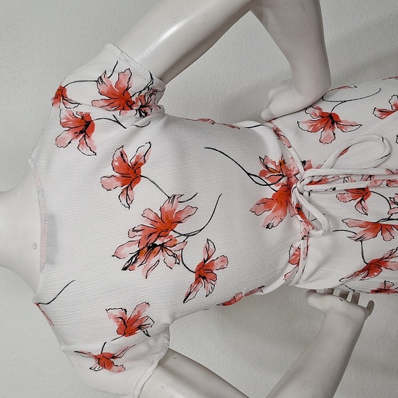 Cotton On White Red Floral Romantic V-Neck Boho High Low Wrap Maxi Dress Size S - Picture 7 of 14